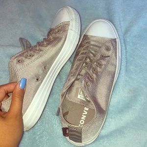 Grey converse shoes for men + women